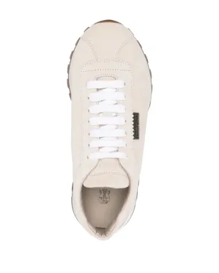 Brunello Cucinelli モニリチェーン付きスエード ローカットスニーカー - ニュートラル - サムネイル4