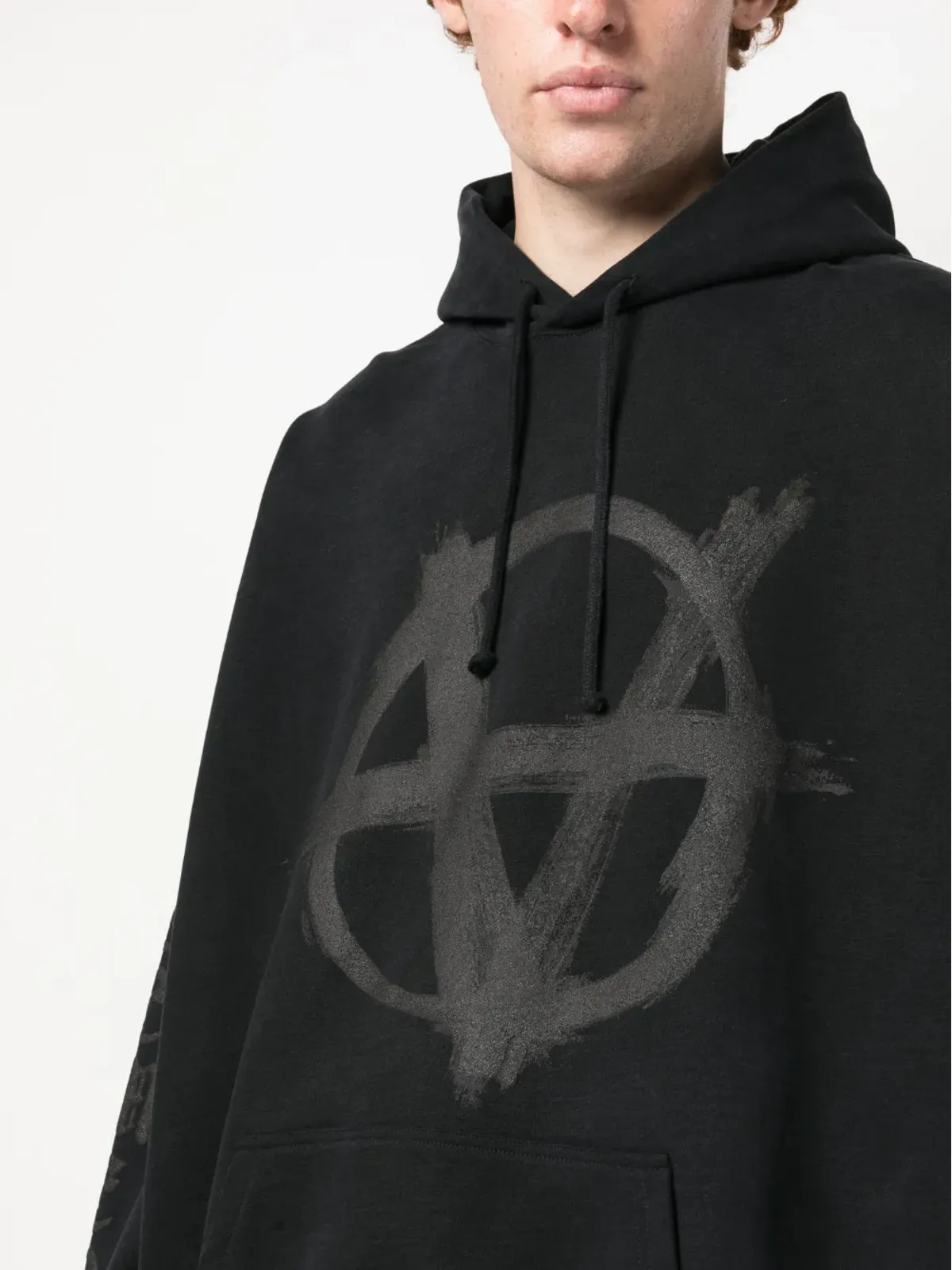 VETEMENTS グラフィックプリント コットン フーディ ブラック - 画像5