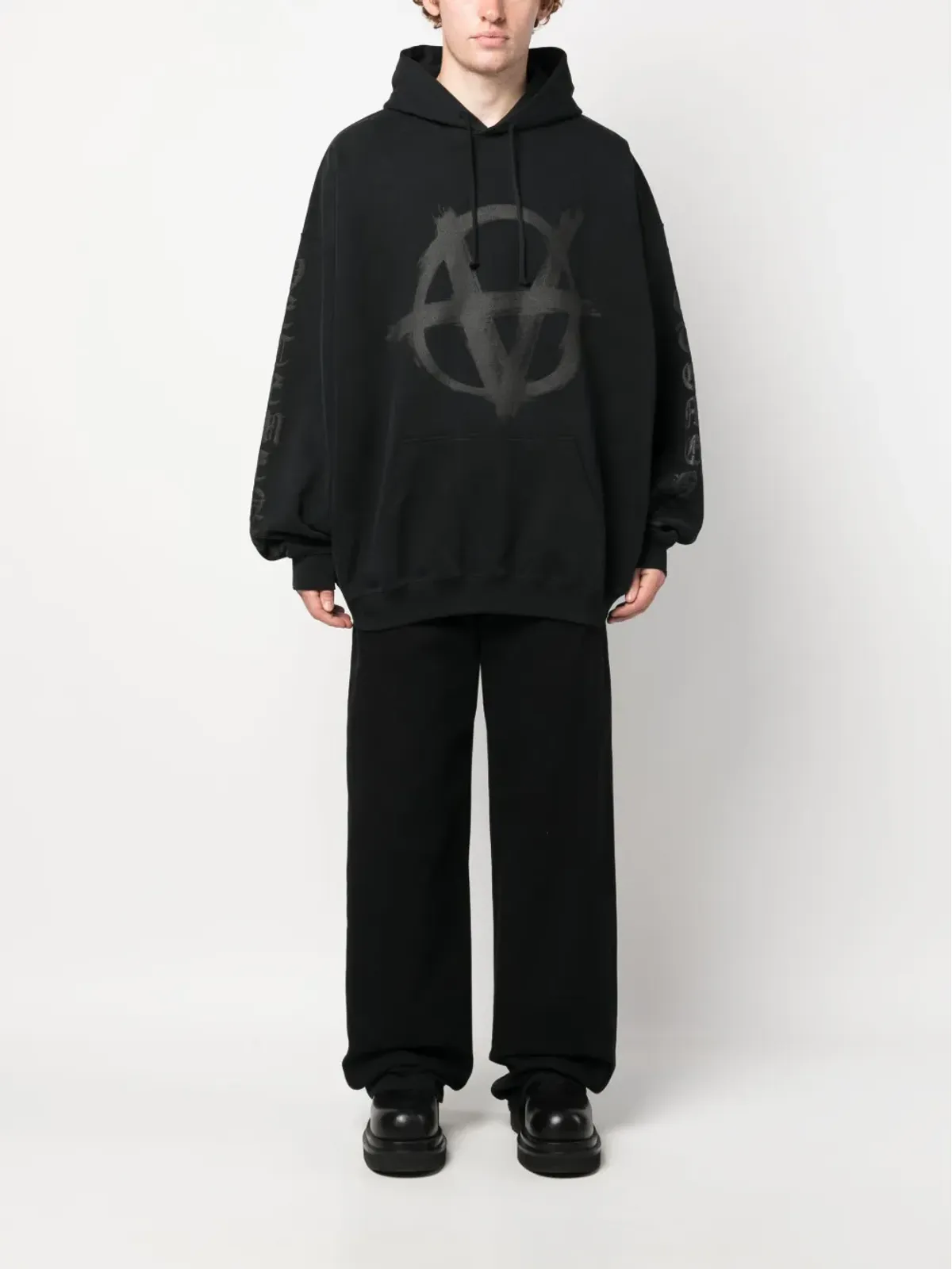 VETEMENTS グラフィックプリント コットン フーディ ブラック - 画像2