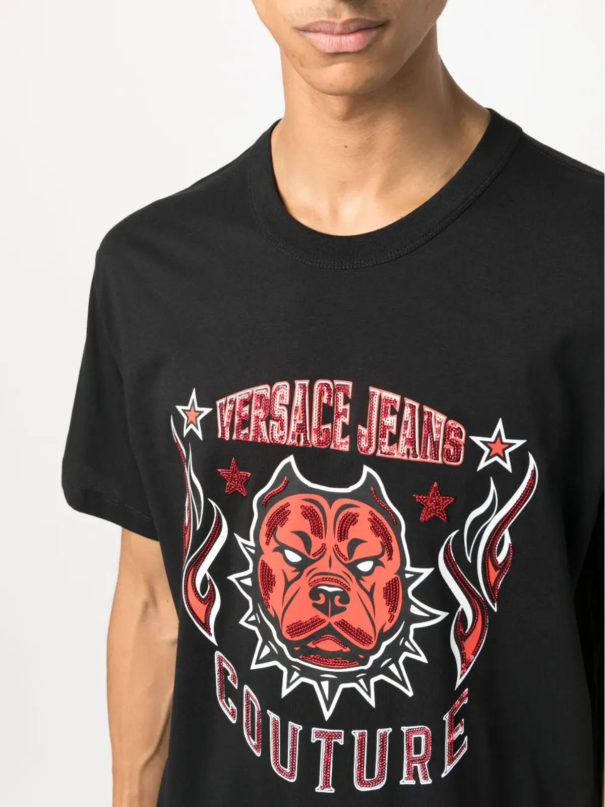 Versace Jeans Couture スパンコール入りロゴ Tシャツ - 画像5