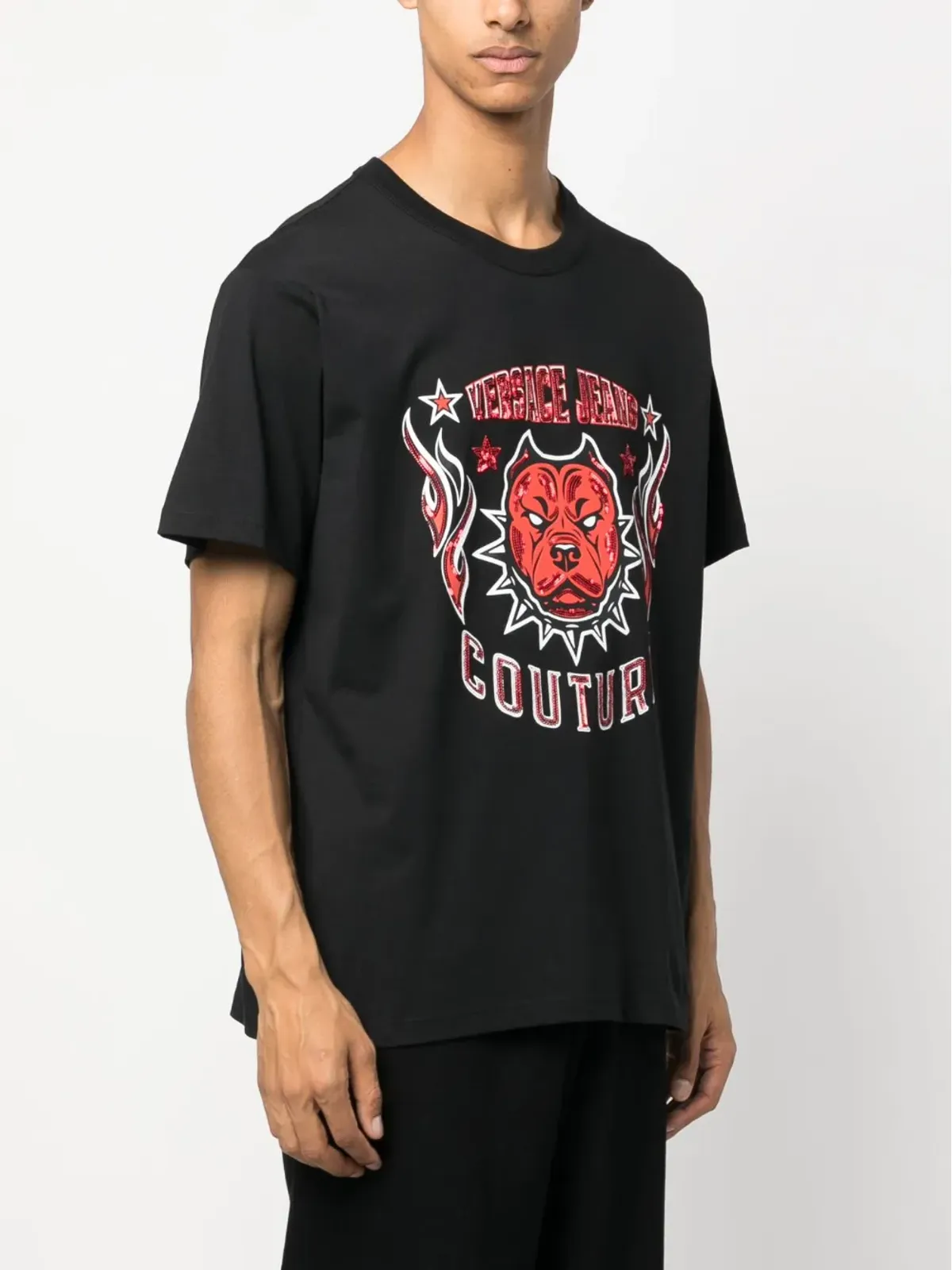 Versace Jeans Couture スパンコール入りロゴ Tシャツ - 画像3