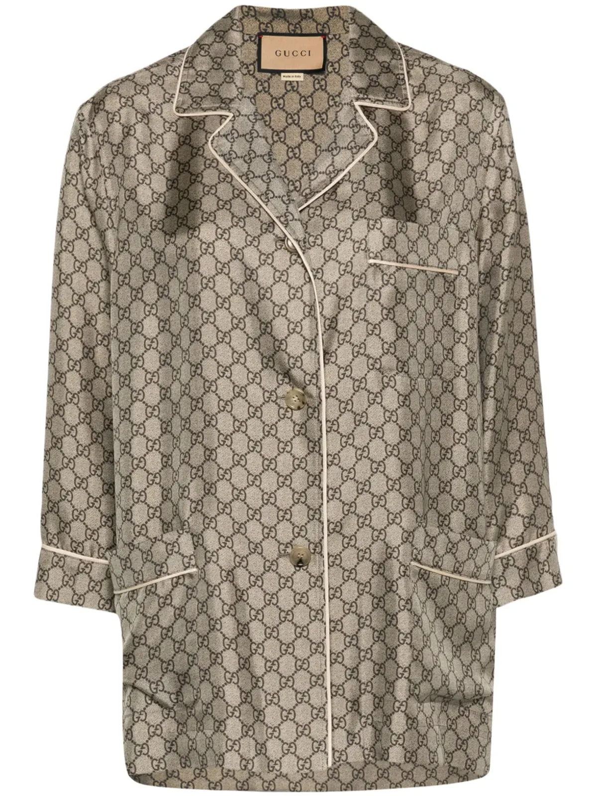 Gucci GG Supremeプリント シルクシャツ - 画像1
