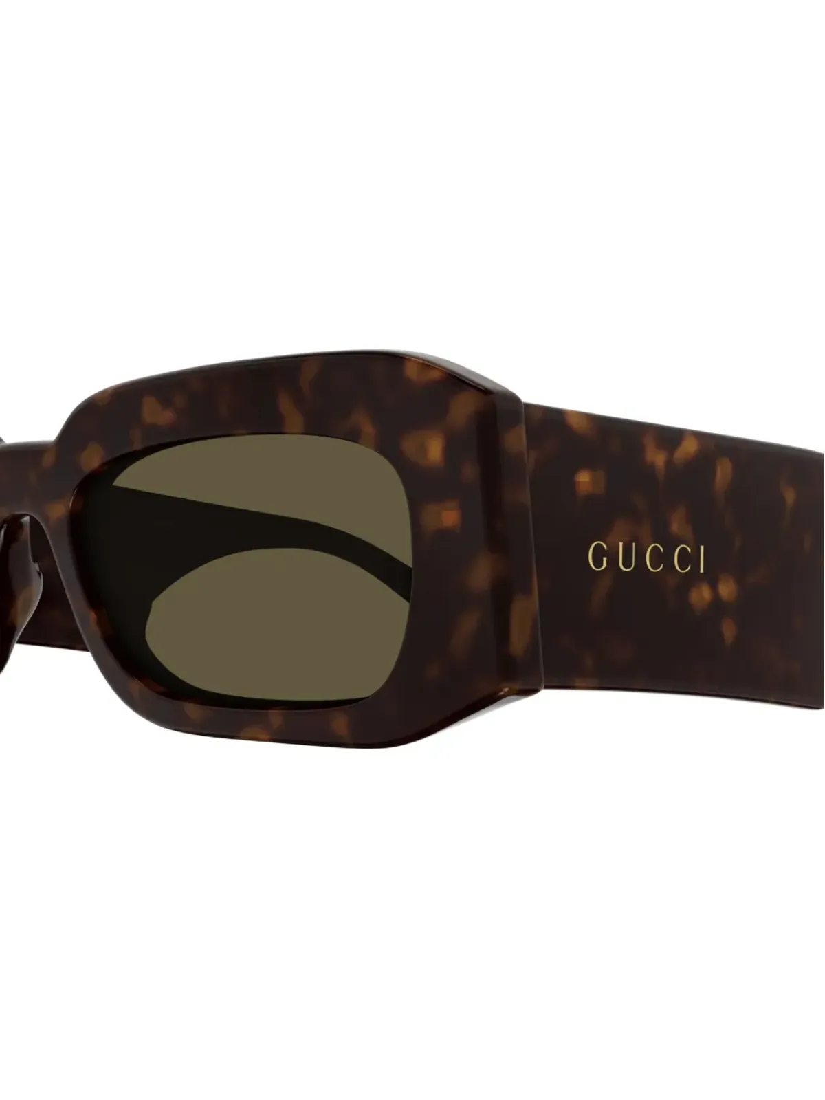 Gucci Eyewear 茶色のべっ甲風 長方形フレーム サングラス - 画像3