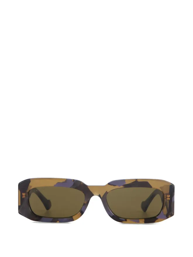Gucci Eyewear Gucci Eyewear グラフィックプリント長方形フレームサングラス ブラウンの商品画像