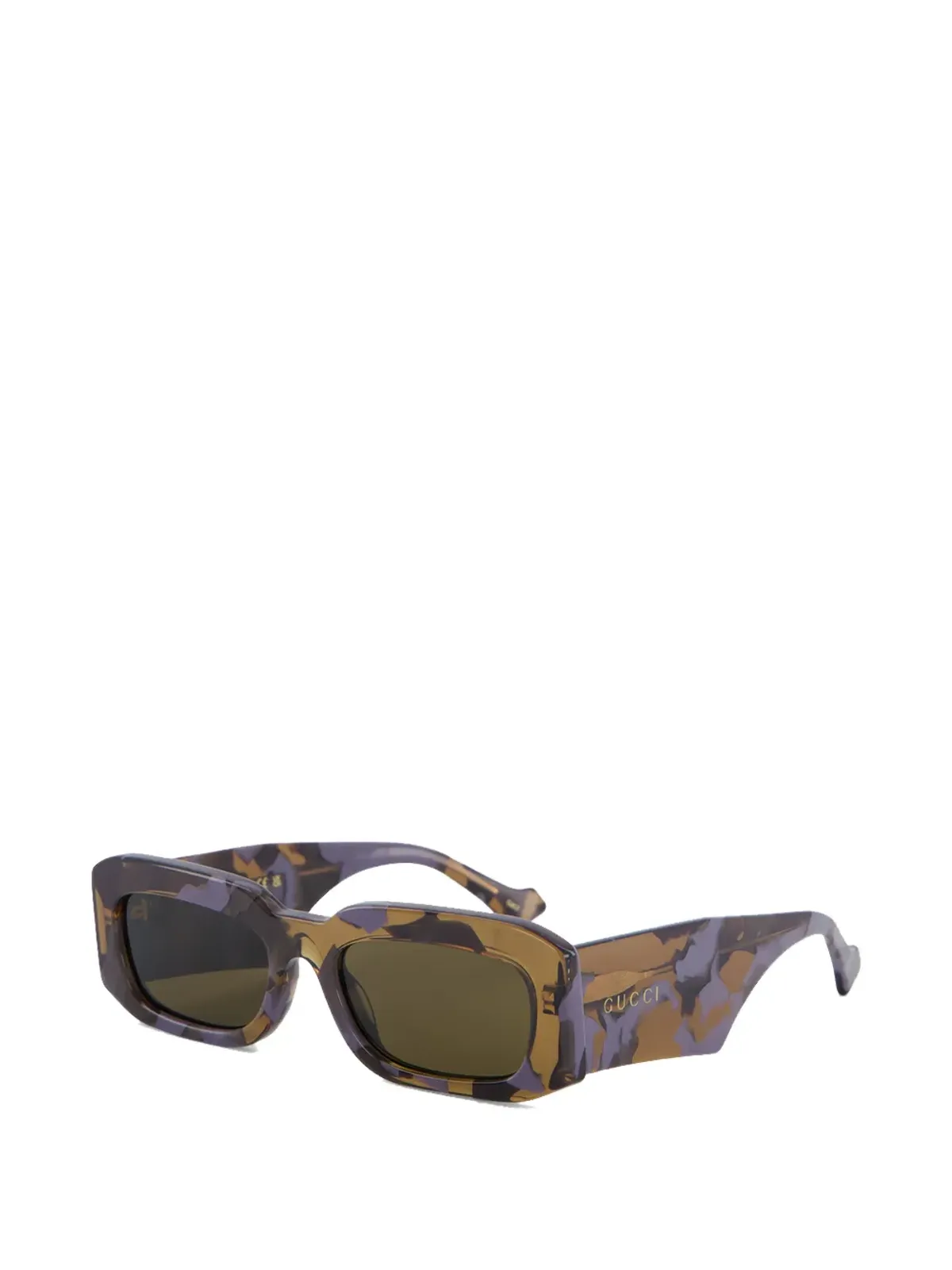 Gucci Eyewear グラフィックプリント長方形フレームサングラス ブラウン - 画像2