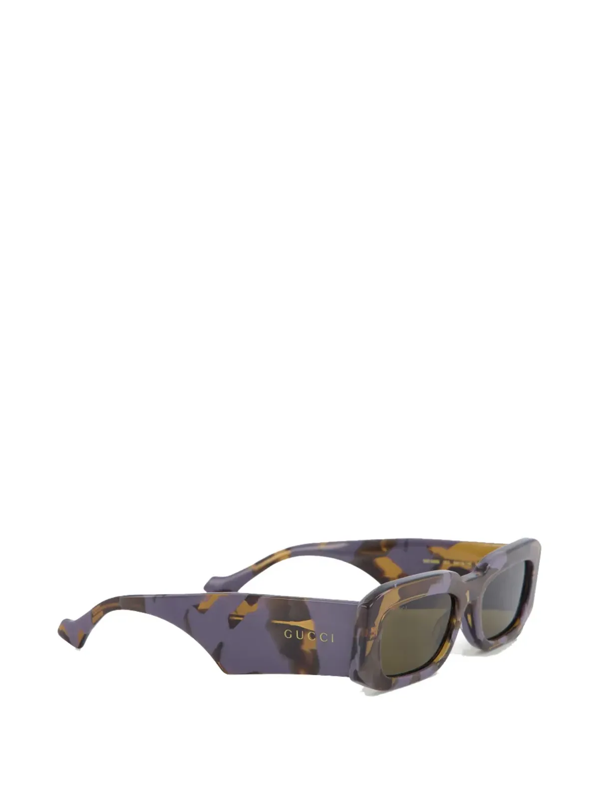 Gucci Eyewear グラフィックプリント長方形フレームサングラス ブラウン - 画像3