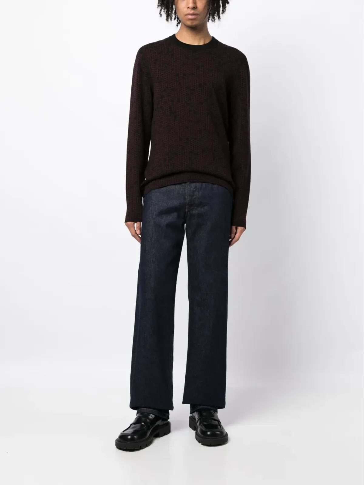 Lanvin 柄入りインターシャ編みウールセーター - レッド - 画像2