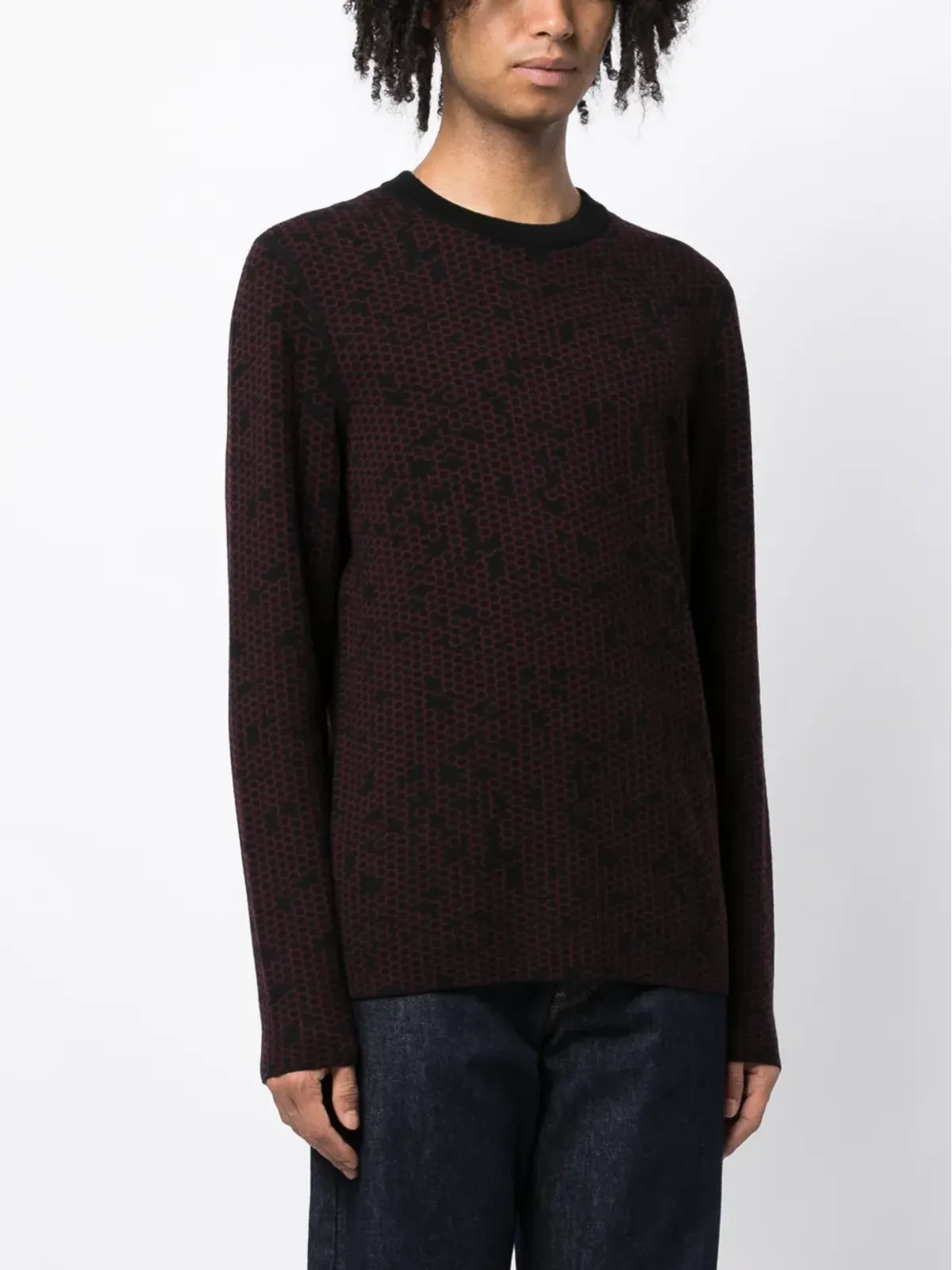 Lanvin 柄入りインターシャ編みウールセーター - レッド - 画像3