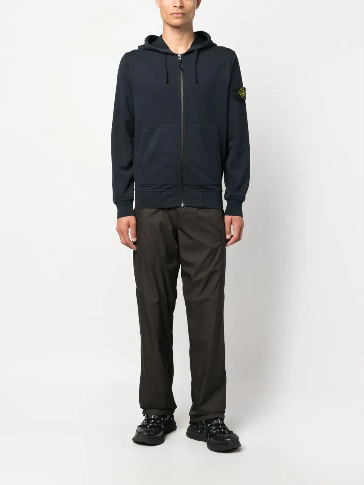Stone Island ロゴパッチ ドローストリングフーディ - 画像2