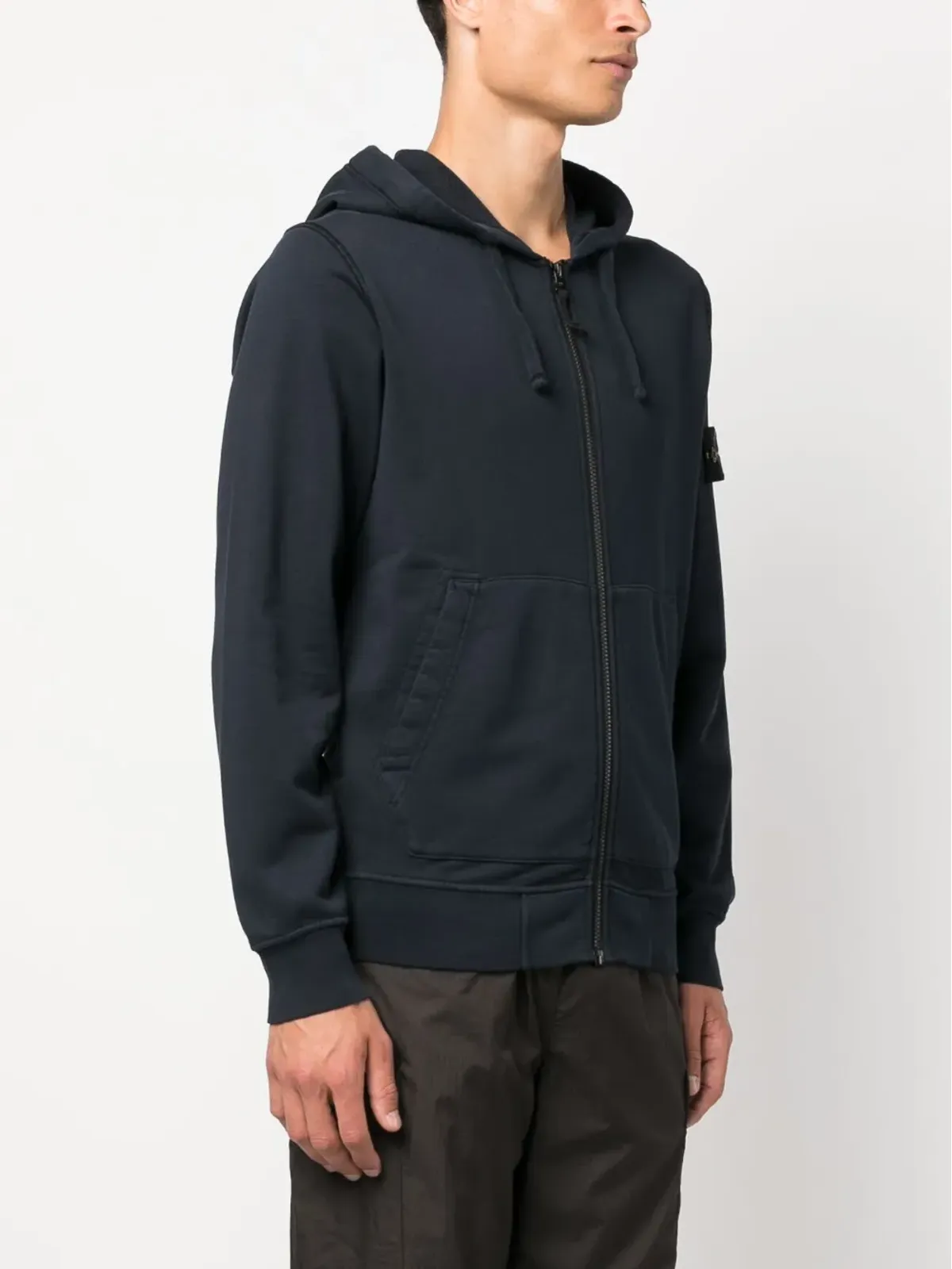 Stone Island ロゴパッチ ドローストリングフーディ - 画像3