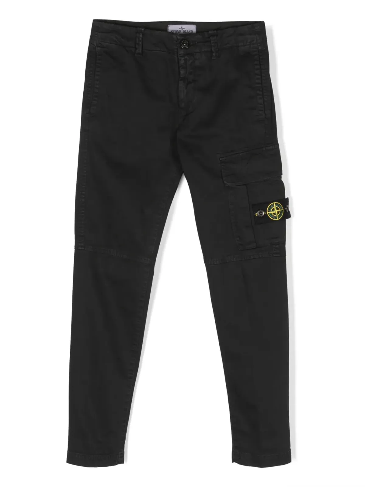 Stone Island Junior Compass-patch straight-leg trousers - Black - 画像1