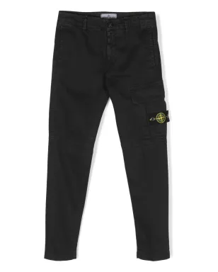 Stone Island Junior Compass-patch straight-leg trousers - Black - サムネイル1