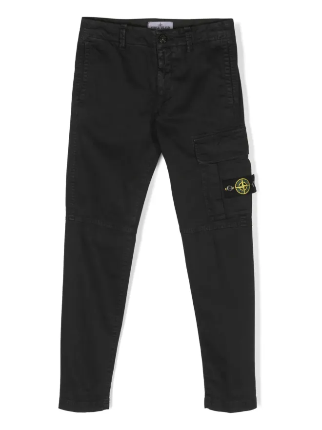 Stone Island Junior Stone Island Junior Compass-patch straight-leg trousers - Blackの商品画像