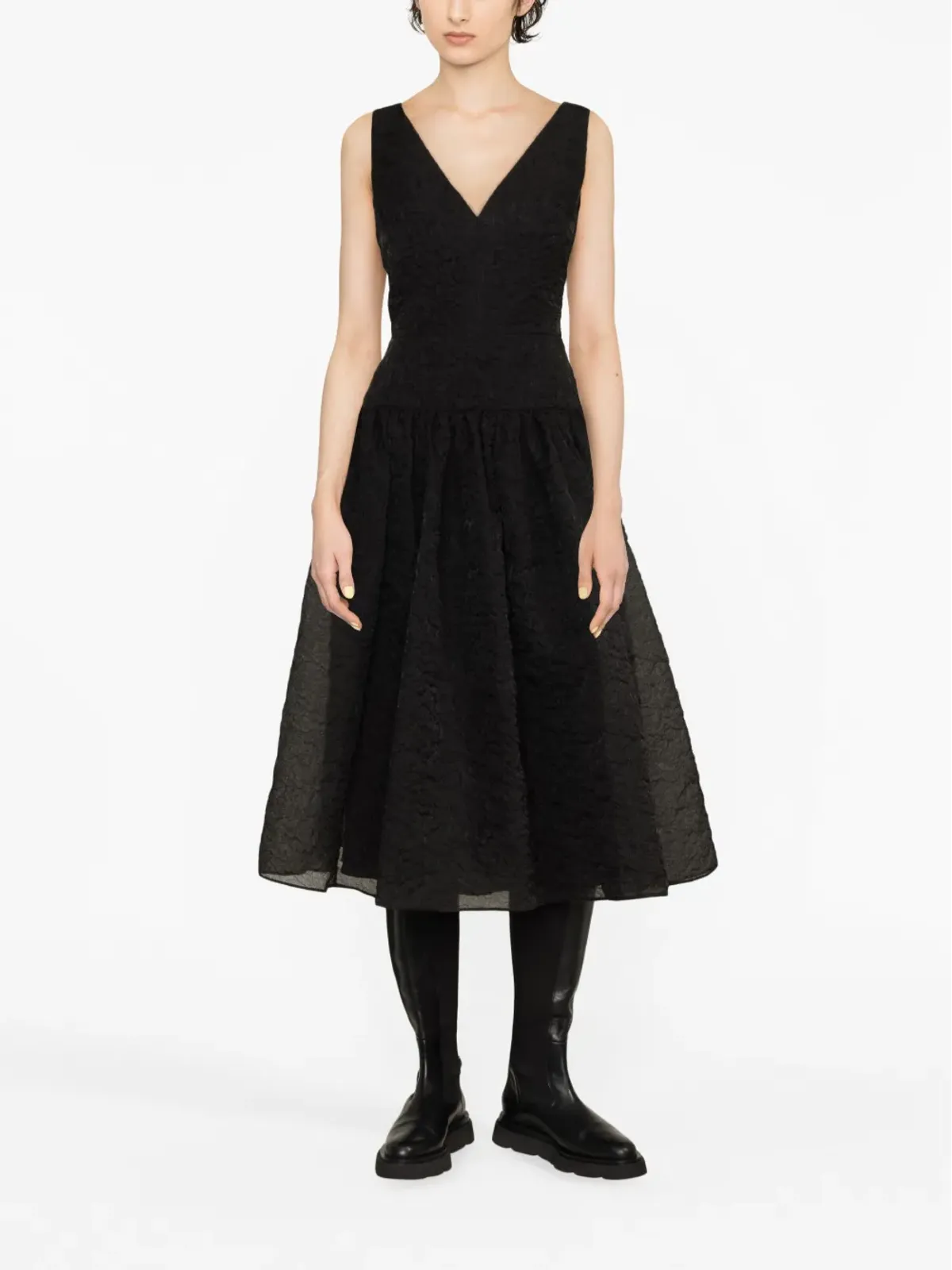 ERDEM クリンクルド・シルク・フレアドレス - 画像4