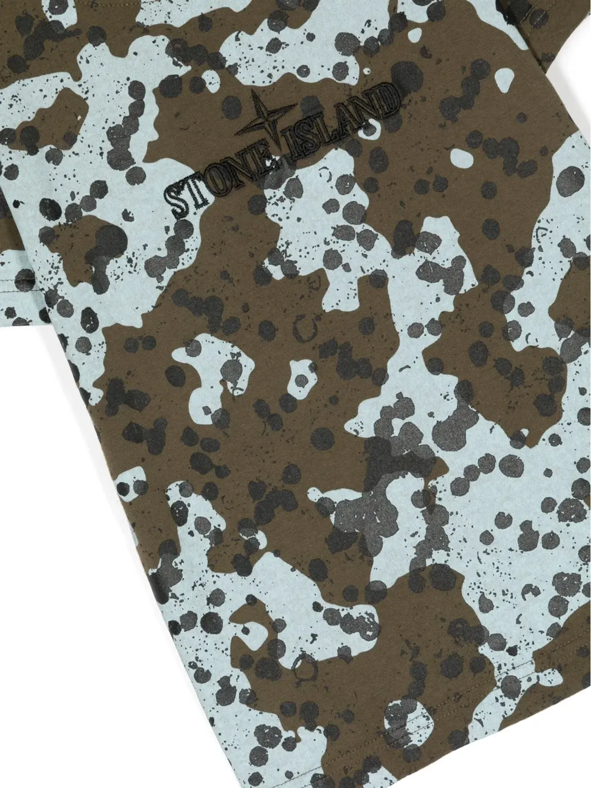 Stone Island Junior カモフラージュ柄 ロゴ刺繍Tシャツ - グリーン - 画像3