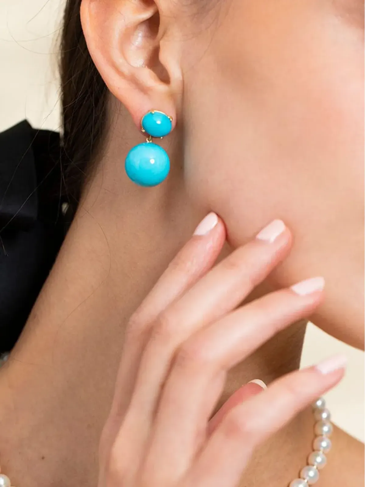 Irene Neuwirth 18Kイエローゴールド ターコイズ ドロップ ピアス - 画像2