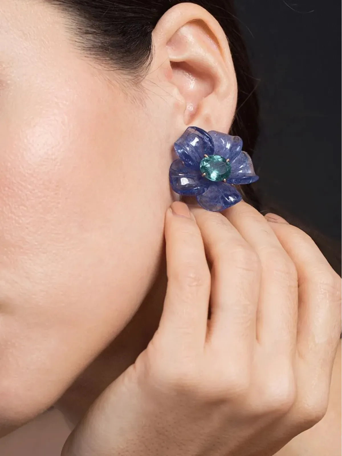 Irene Neuwirth 18kt Rose Gold トロピカルフラワー タンザナイト・トルマリン スタッドピアス - ピンク - 画像2