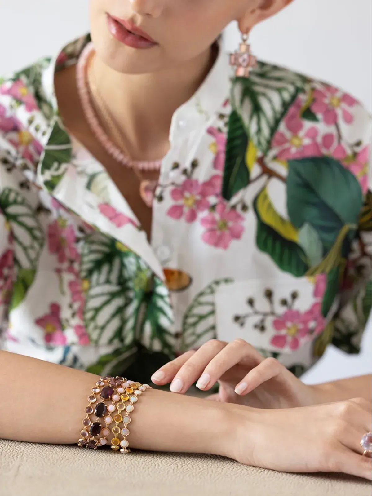 Irene Neuwirth 18kt Yellow Gold クラシックリンク ファイアオパール ブレスレット - 画像3