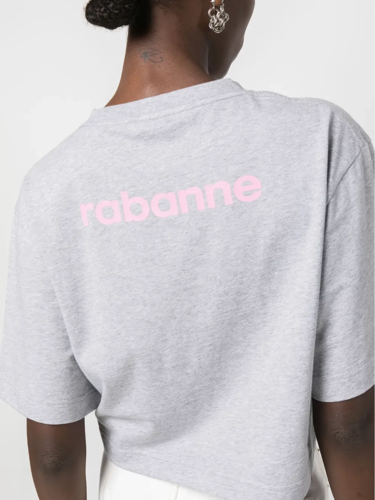 Rabanne ロゴプリント クロップドTシャツ - 画像5