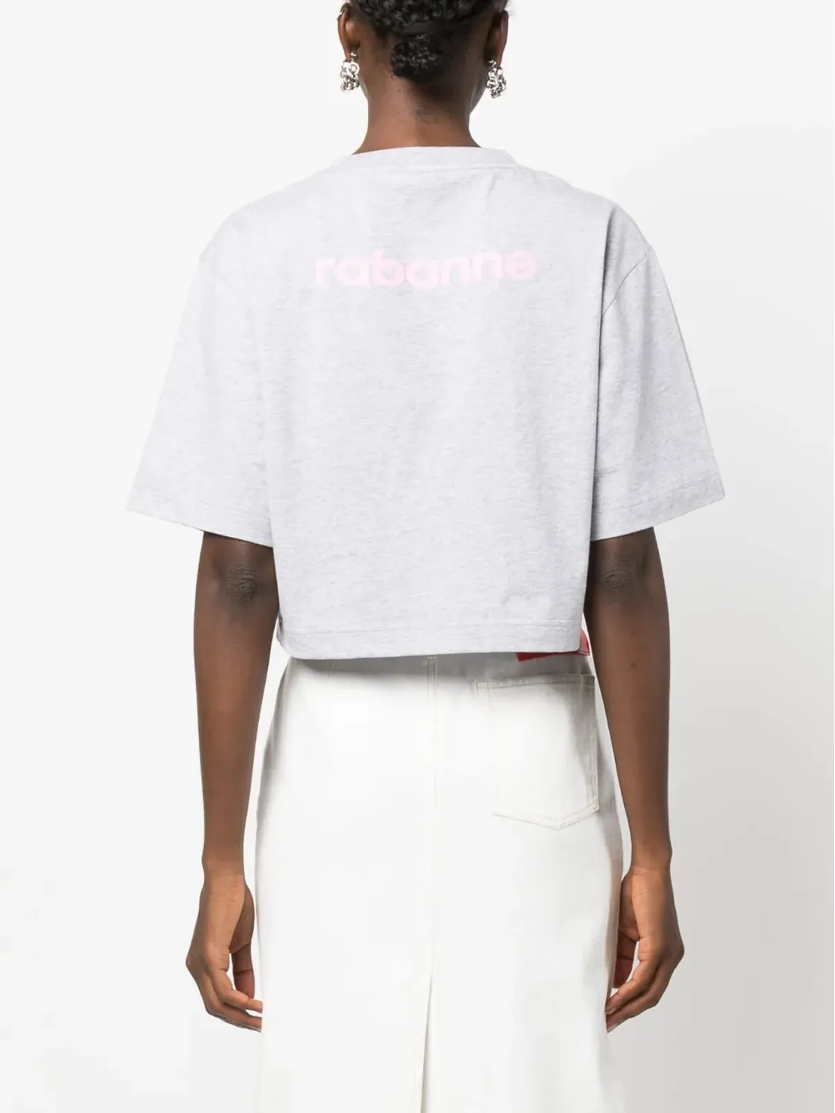 Rabanne ロゴプリント クロップドTシャツ - 画像4