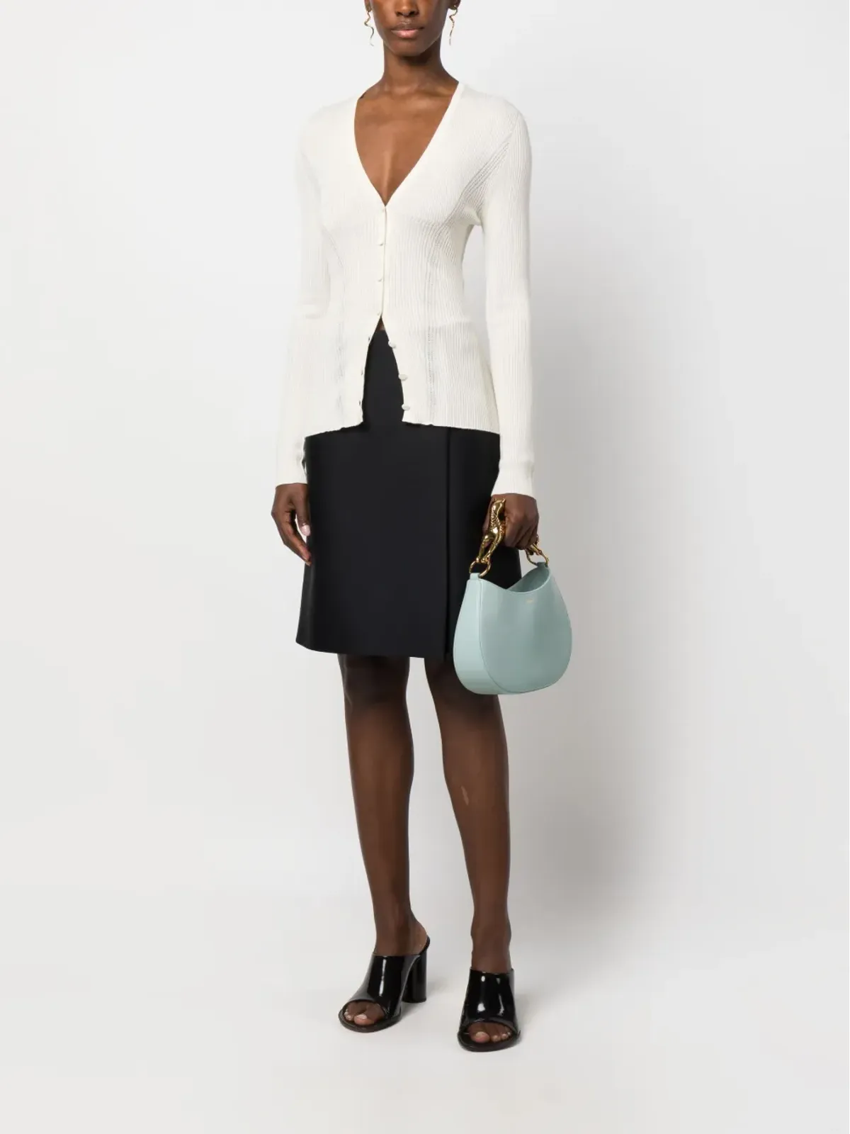 Lanvin リブ編みVネックカーディガン - White - 画像2