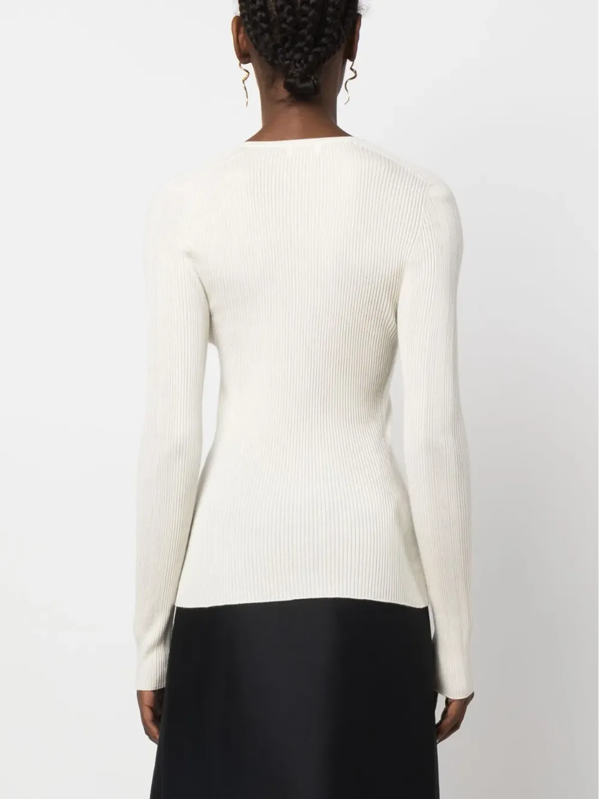 Lanvin リブ編みVネックカーディガン - White - 画像4