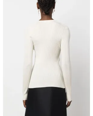 Lanvin リブ編みVネックカーディガン - White - サムネイル4