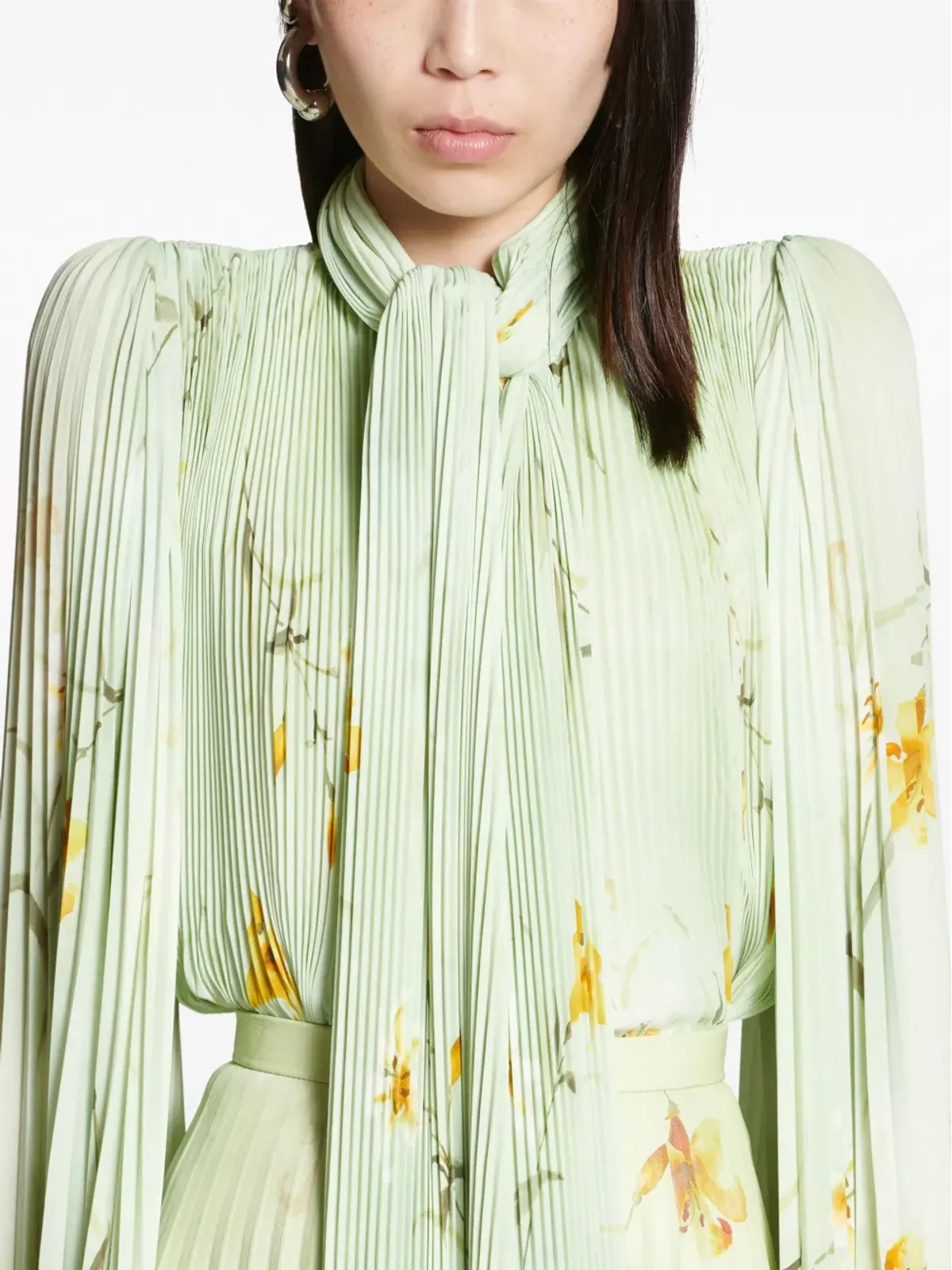 Balenciaga 花柄プリント プリーツ ブラウス - 画像5