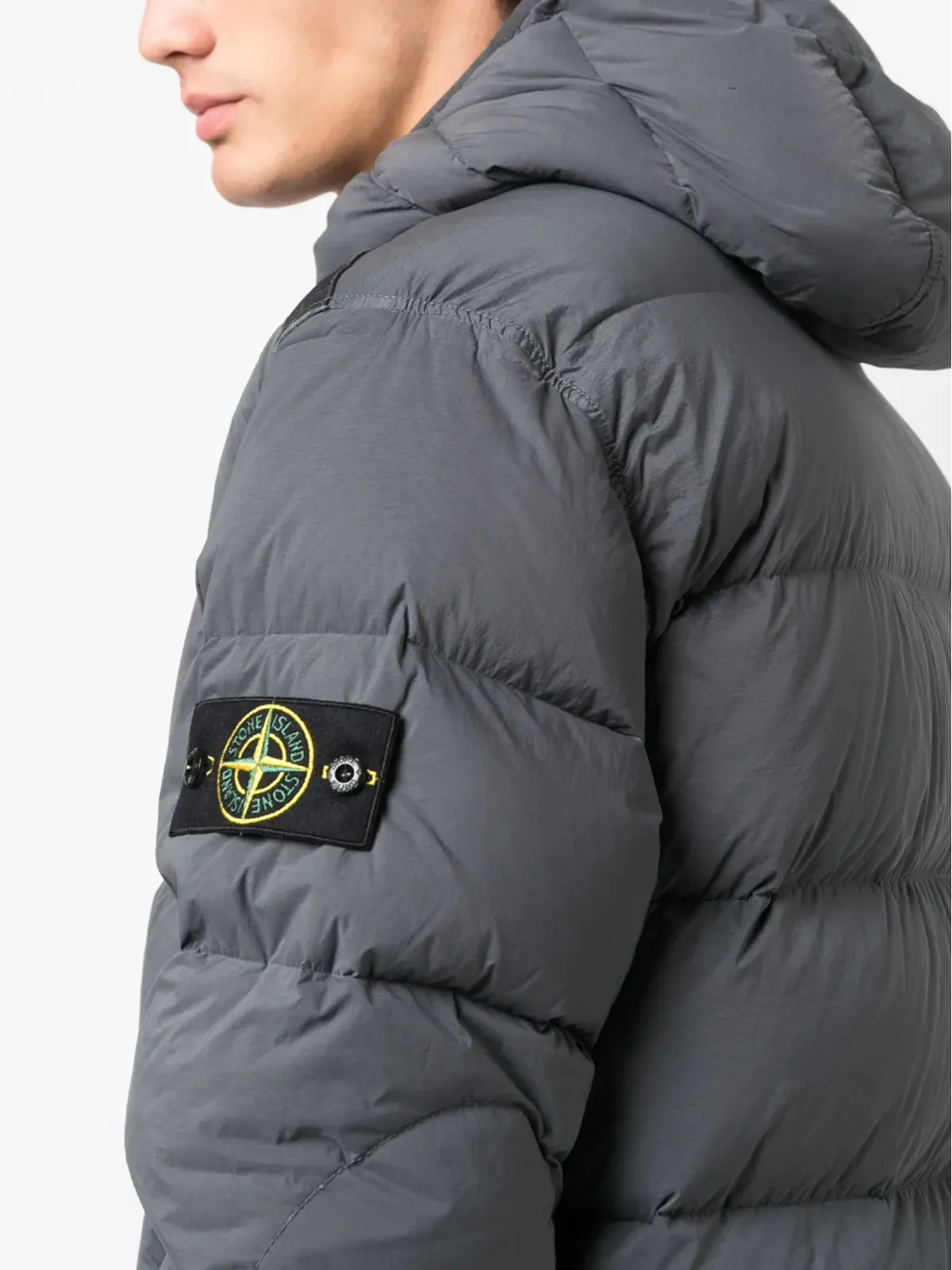 Stone Island フェザー ダウン フード付きコート - 画像5