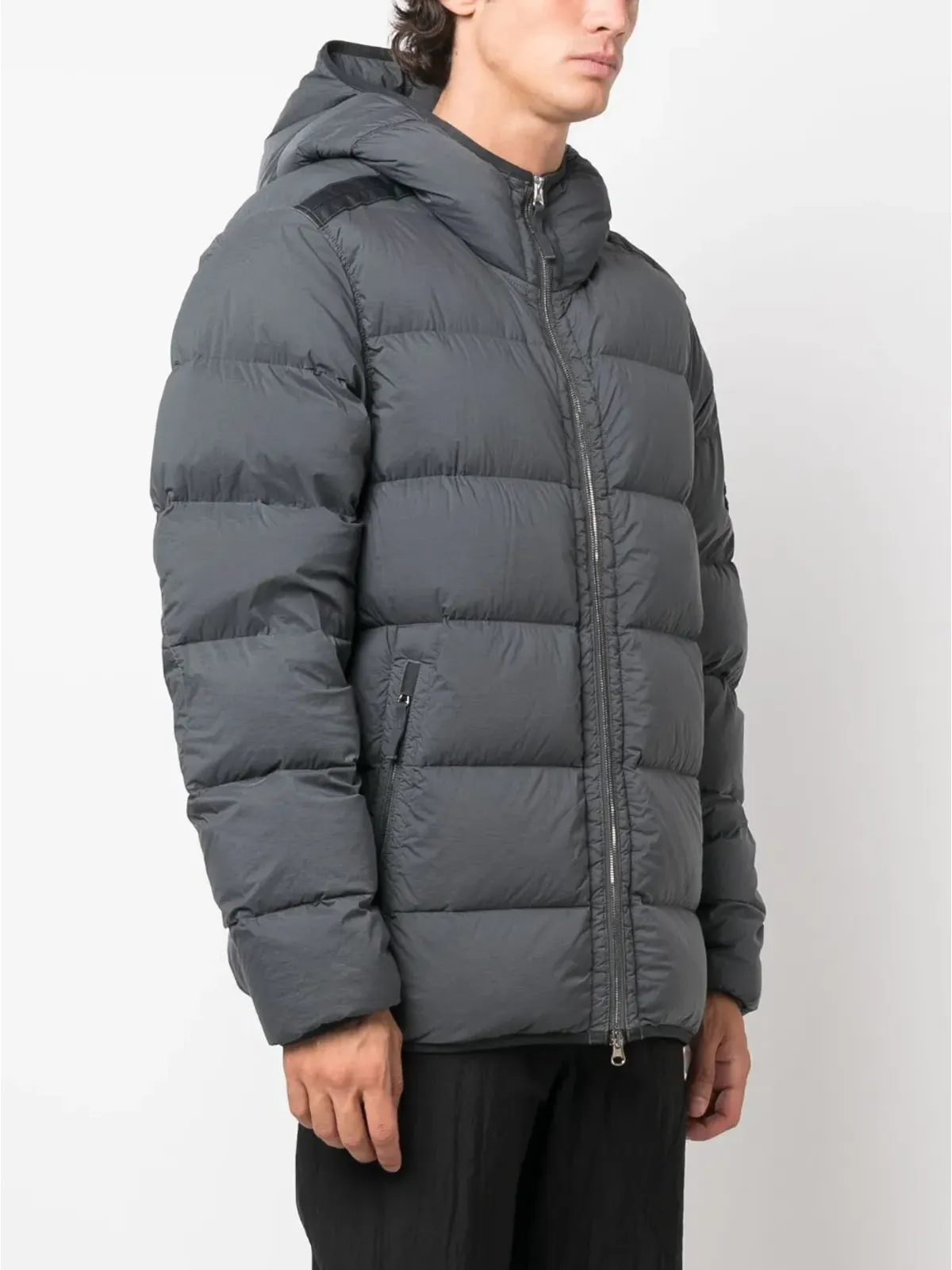Stone Island フェザー ダウン フード付きコート - 画像3