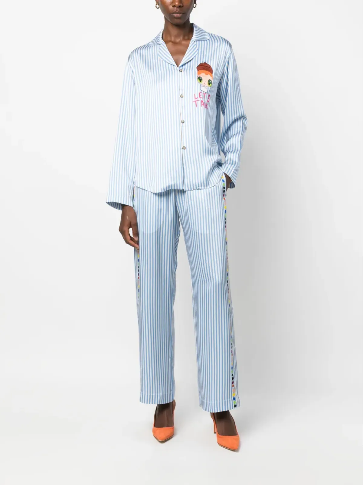 Mira Mikati x Javier Calleja ストライプ柄サテンパンツ - 画像2
