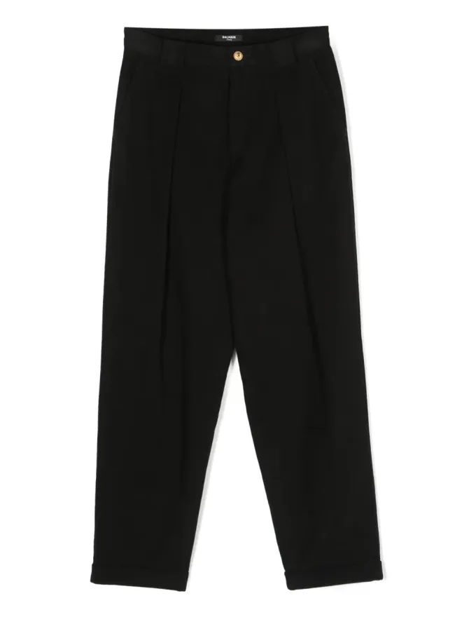 Balmain Kids Balmain Kids プリーツ入りストレートパンツ コットン ブラックの商品画像