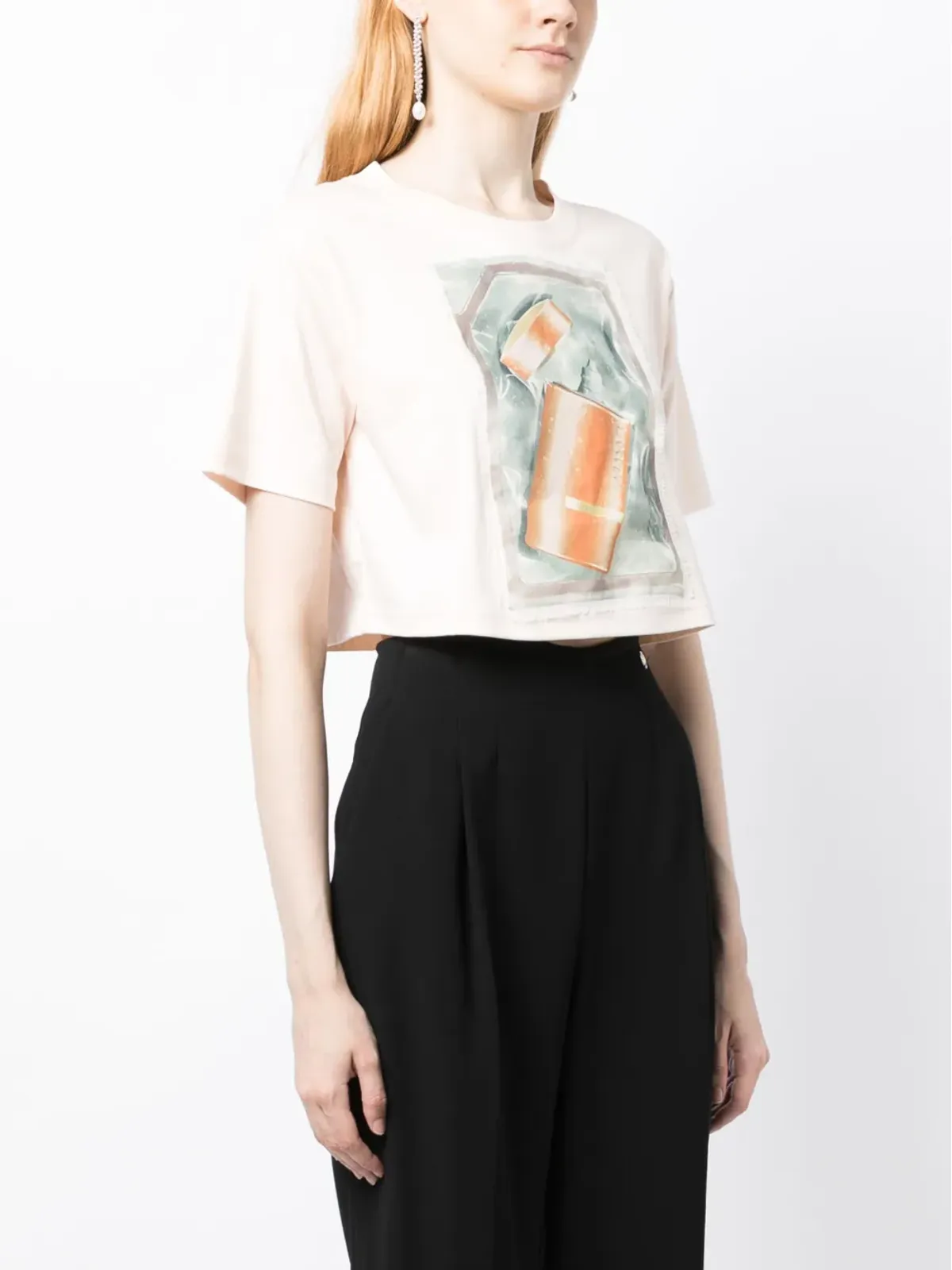 Lanvin スクラッチ＆スニフ クロップドTシャツ - ピンク - 画像3