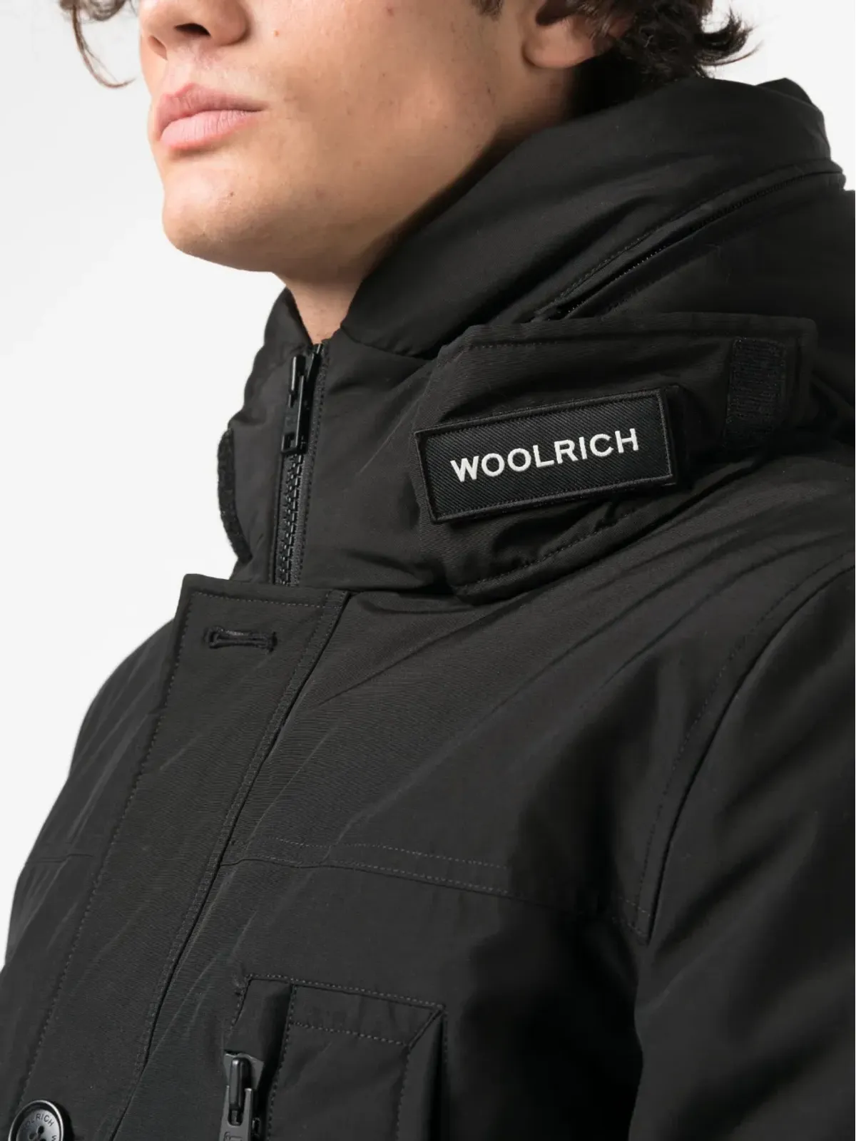 Woolrich パッド入りフード付きコート - ブラック - 画像5
