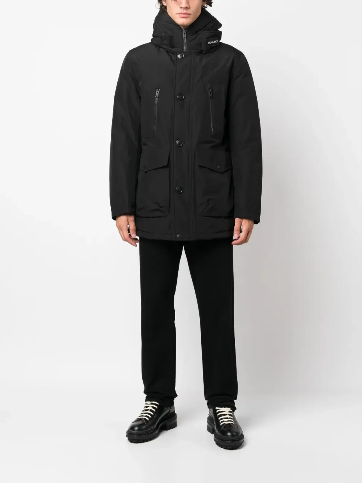 Woolrich パッド入りフード付きコート - ブラック - 画像2