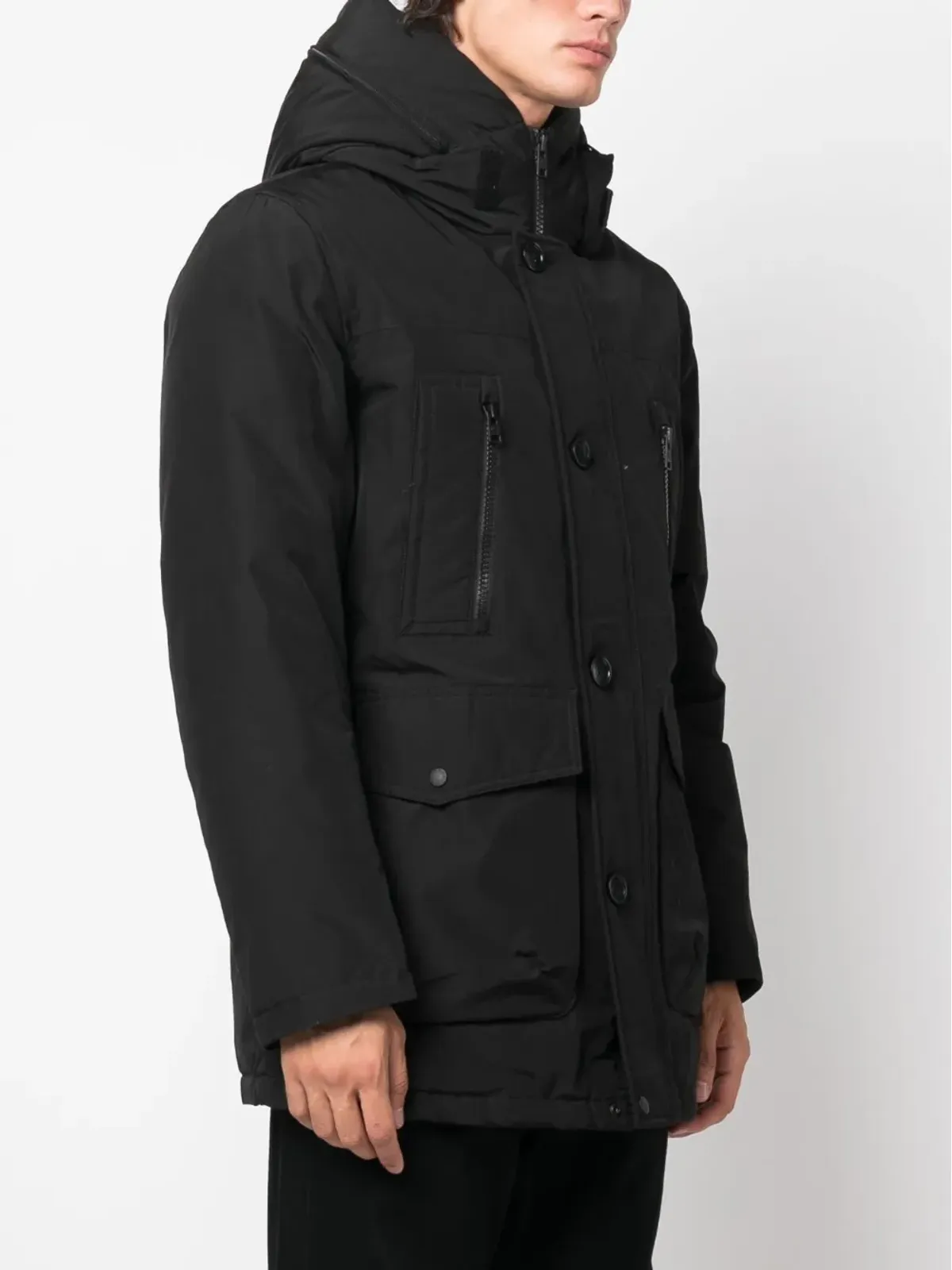 Woolrich パッド入りフード付きコート - ブラック - 画像3