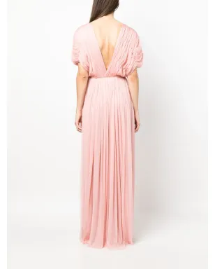 PNK pleated floor-length silk dress - サムネイル4
