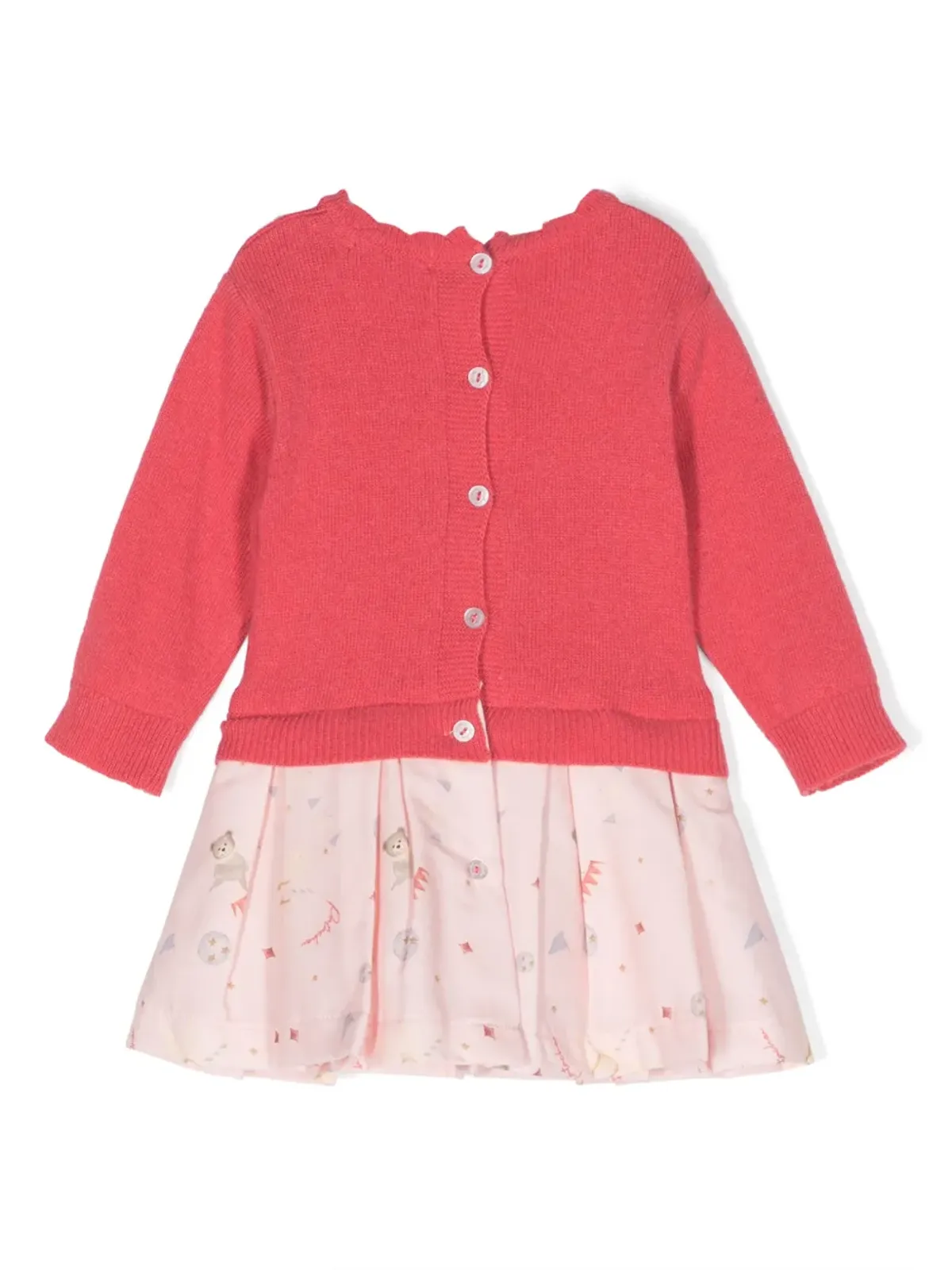 Patachou teddy bear-print layered dress - Pink - 画像2