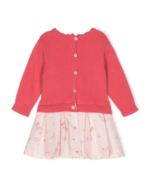 Patachou teddy bear-print layered dress - Pink - サムネイル2