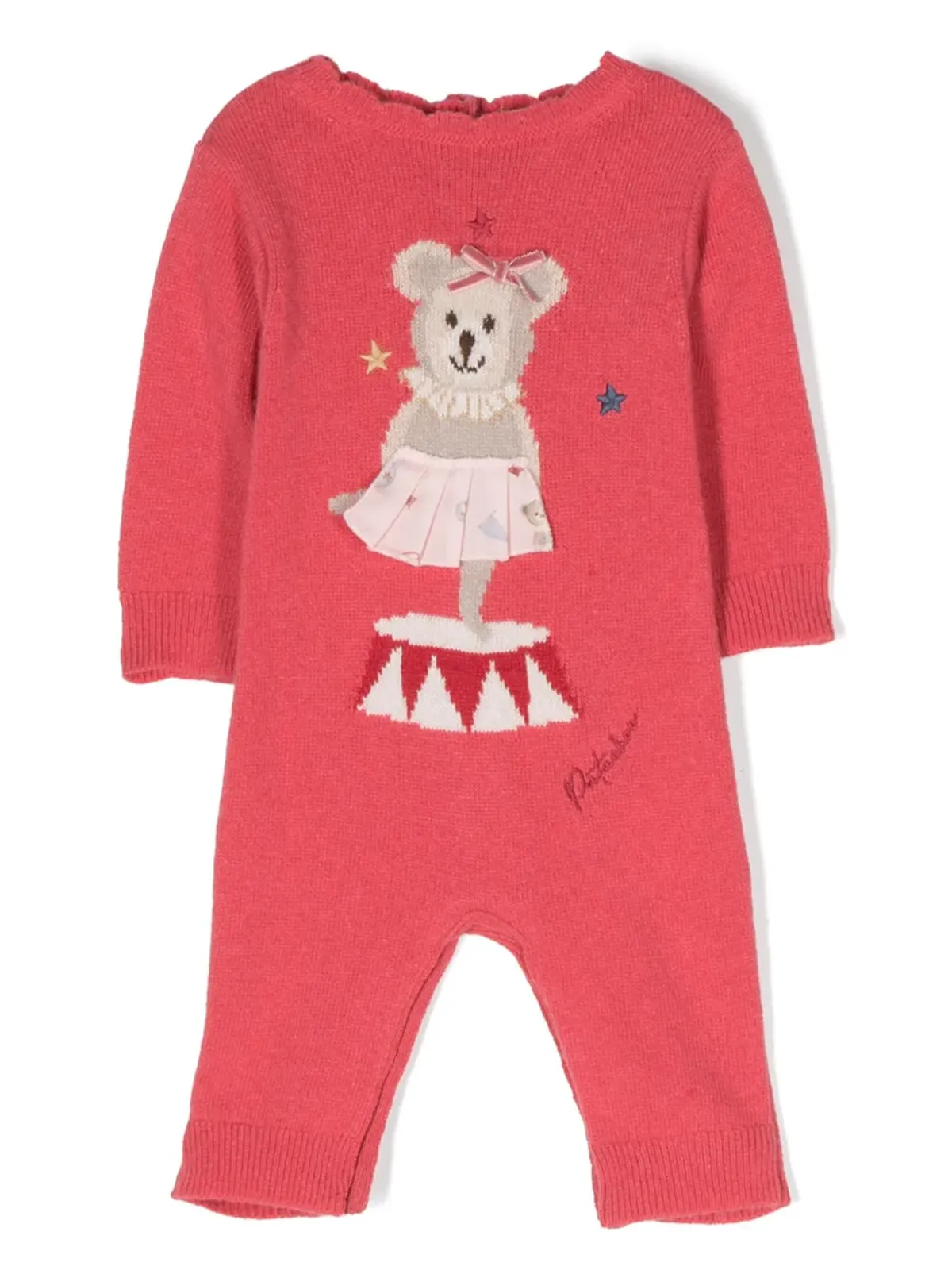 Patachou patterned intarsia-knit logo-embroidered romper - Pink - 画像1