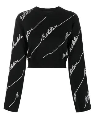 ROTATE BIRGER CHRISTENSEN ロゴ入りクロップドニットセーター - Black - サムネイル1