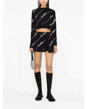 ROTATE BIRGER CHRISTENSEN ロゴ入りクロップドニットセーター - Black - サムネイル2