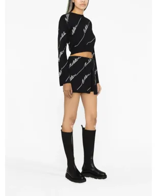 ROTATE BIRGER CHRISTENSEN ロゴ入りクロップドニットセーター - Black - サムネイル3