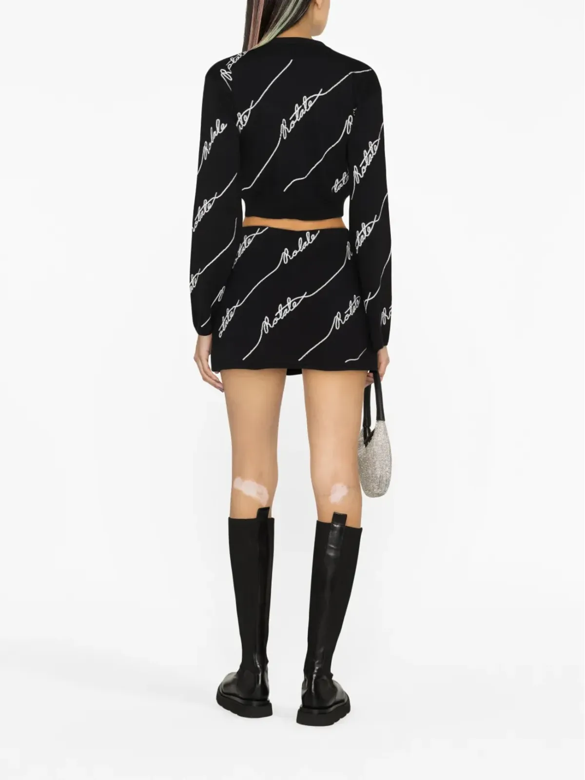 ROTATE BIRGER CHRISTENSEN ロゴ入りクロップドニットセーター - Black - 画像4