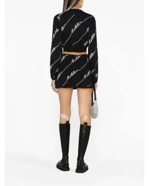 ROTATE BIRGER CHRISTENSEN ロゴ入りクロップドニットセーター - Black - サムネイル4