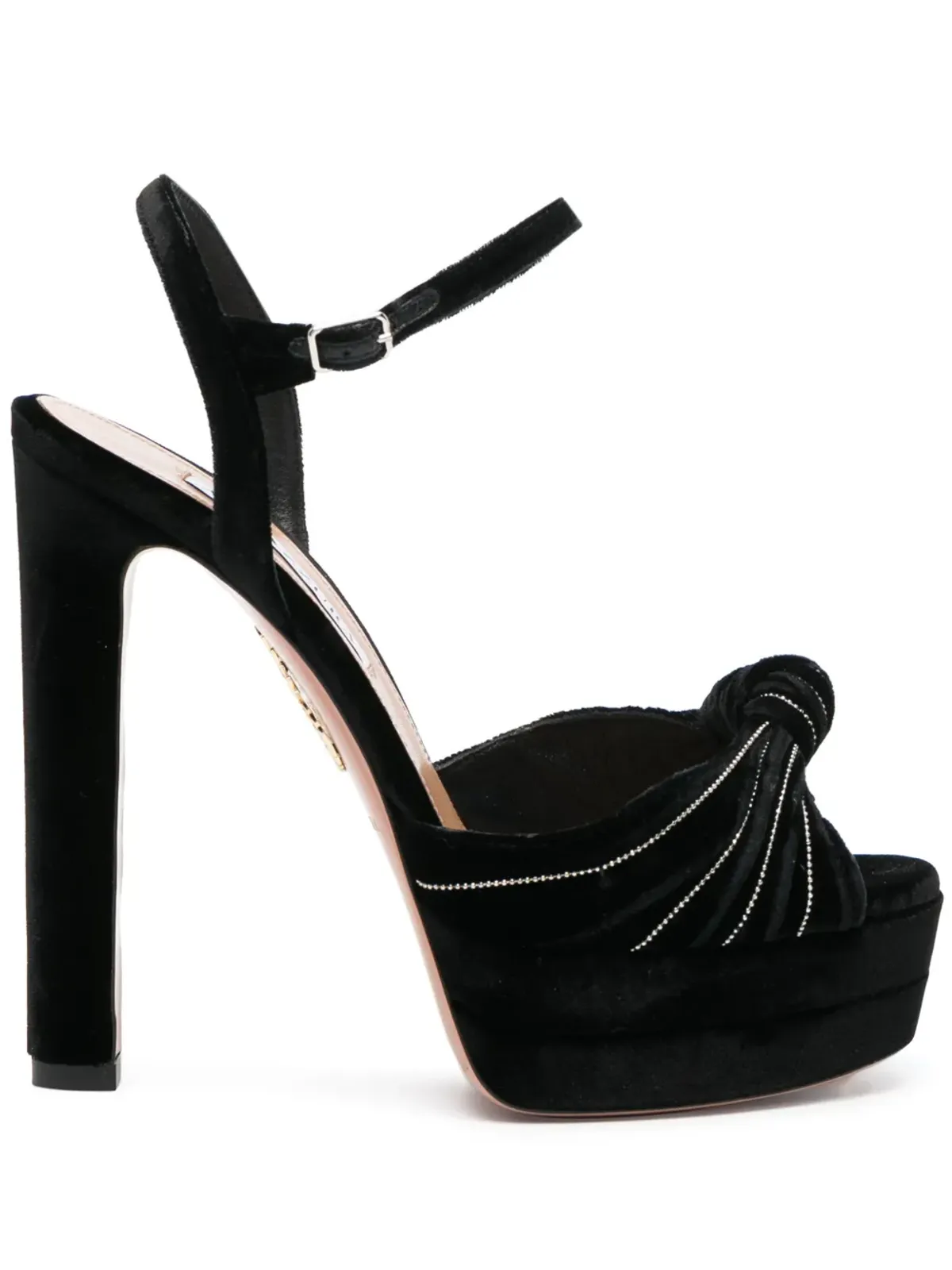 Aquazzura アトリエ Plateau ベルベットパンプス ブラック - 画像1