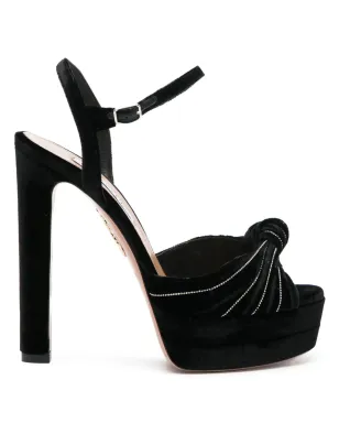 Aquazzura アトリエ Plateau ベルベットパンプス ブラック - サムネイル1