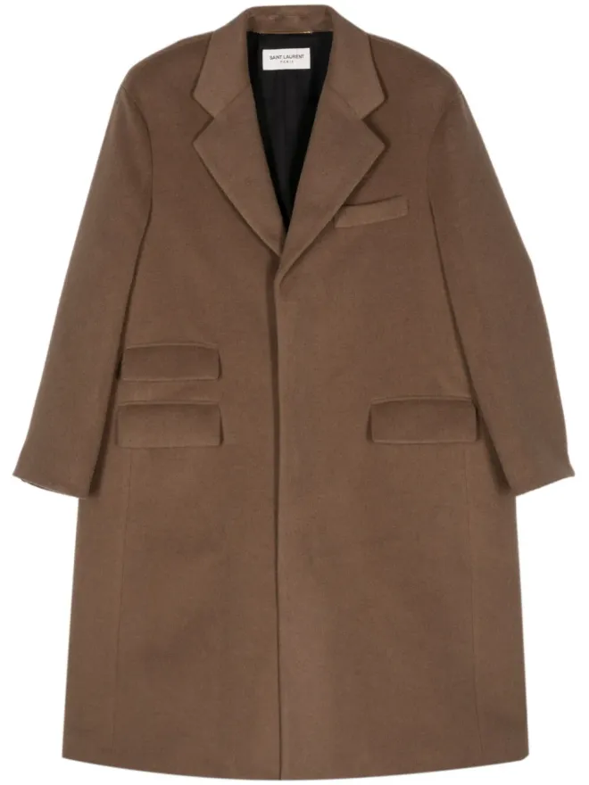 Saint Laurent Saint Laurent シングルブレスト ウール ロングコートの商品画像