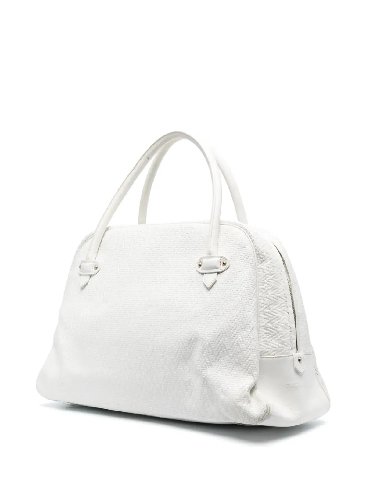 Giorgio Armani Pre-Owned 2000年ジグザグ柄ジップハンドバッグ（ホワイト） - 画像3