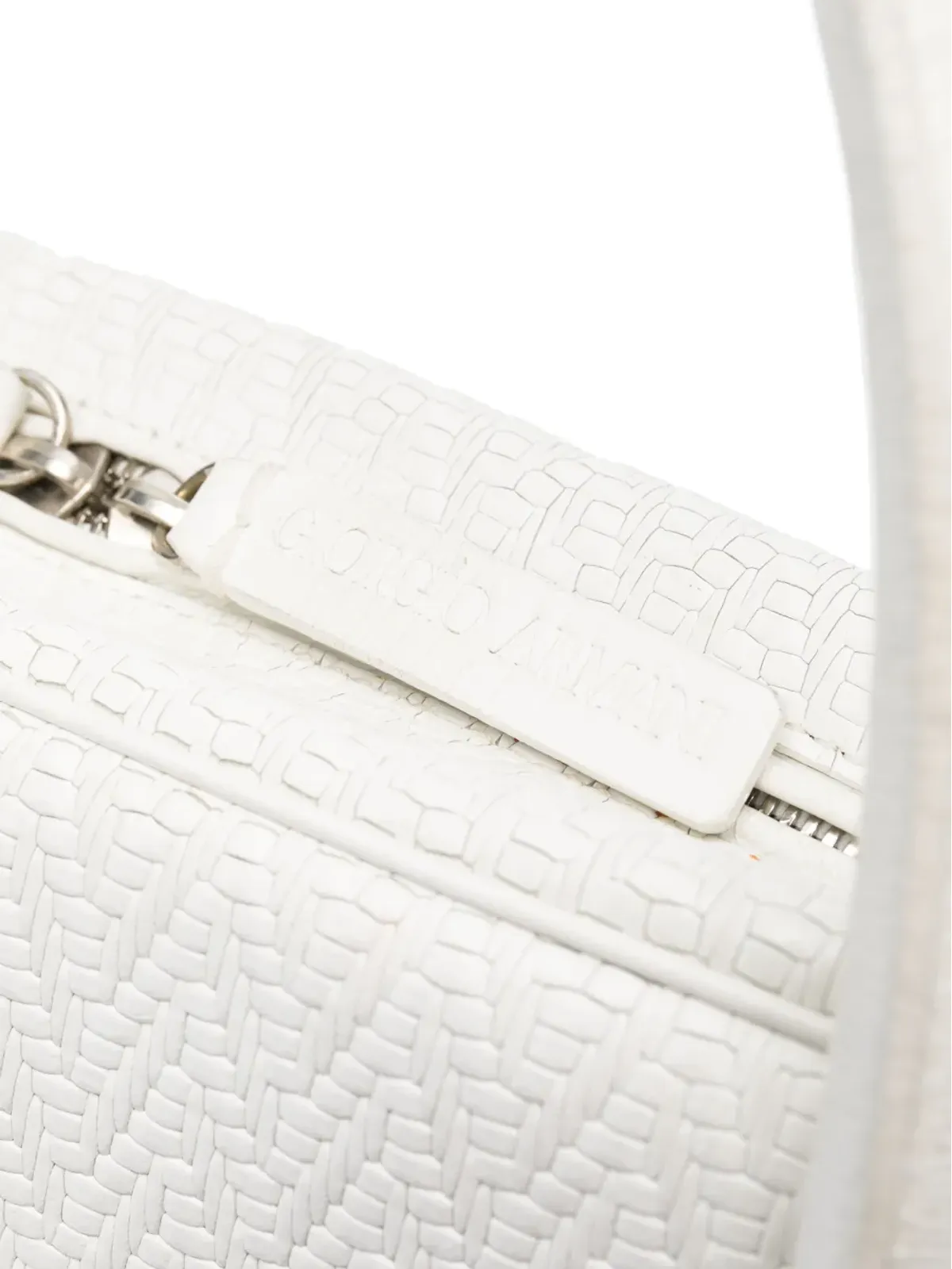 Giorgio Armani Pre-Owned 2000年ジグザグ柄ジップハンドバッグ（ホワイト） - 画像4